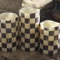 Vanilla Flameless LED Candles made w/Mackenzie Childs Courtly Ck Tissue w/Remote