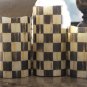 Vanilla Flameless LED Candles made w/Mackenzie Childs Courtly Ck Tissue w/Remote