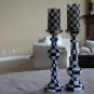 Vanilla Flameless LED Candles made w/Mackenzie Childs Courtly Ck Tissue w/Remote