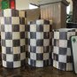 Vanilla Flameless LED Candles made w/Mackenzie Childs Courtly Ck Tissue w/Remote