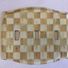 Triple Toggle Switch Plate made w/Mackenzie-Childs Parchment Check Paper