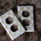 Double Outlet Switch Plate made with Mackenzie Childs Parchment Check Paper