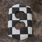 Black and White Checkered Double Outlet Switch Plate
