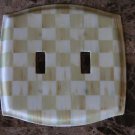Double Toggle Switch Plate made w/Mackenzie-Childs Parchment Check Tissue Paper