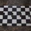 Black and White Checkered 4 Toggle Quad Gang Switch Plate