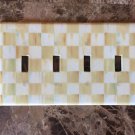 Quad Gang Switch Plate made w/Mackenzie Childs Parchment Check Paper