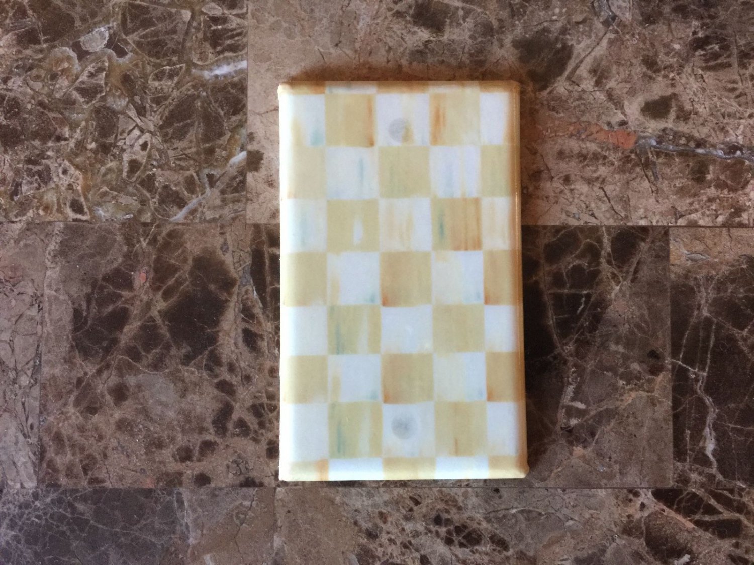 Blank Plate Outlet Cover made with Mackenzie Childs Parchment Check Paper