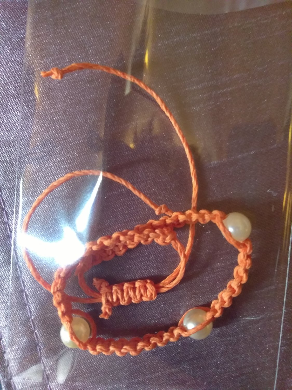 Orange and white hemp Bracelet