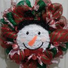 Happy Snowman Holiday Christmas Wreath