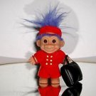 Russ 5" Bell Hop Boy Troll Doll With Luggage  and Blue Hair