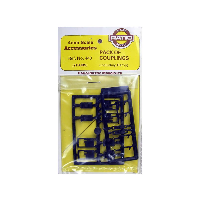 Ratio 00 Gauge Couplings Type 440 with Uncoupling Ramp for Model Railway