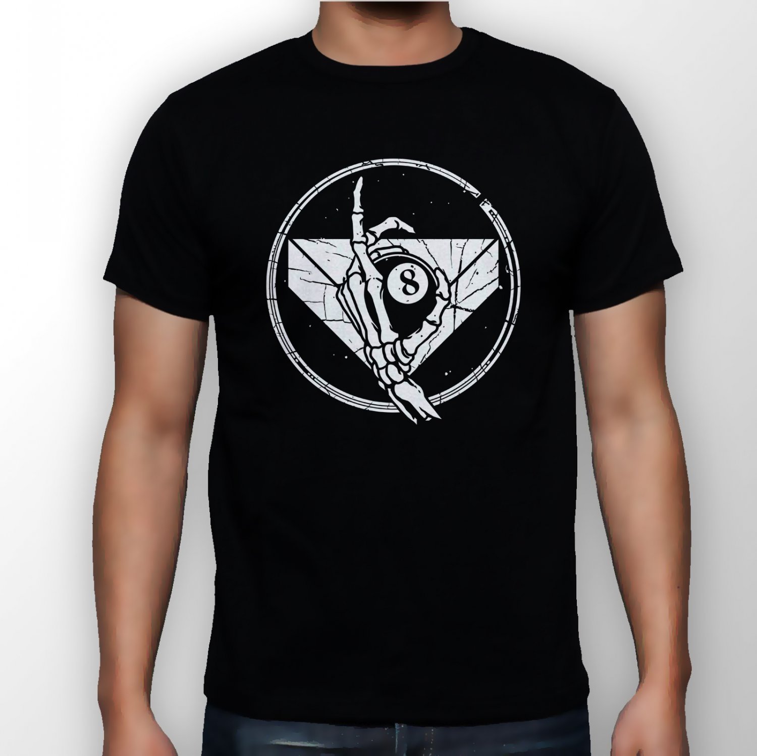 Best New 8 Ball Skull Hand Man Black T Shirt S to 5XL