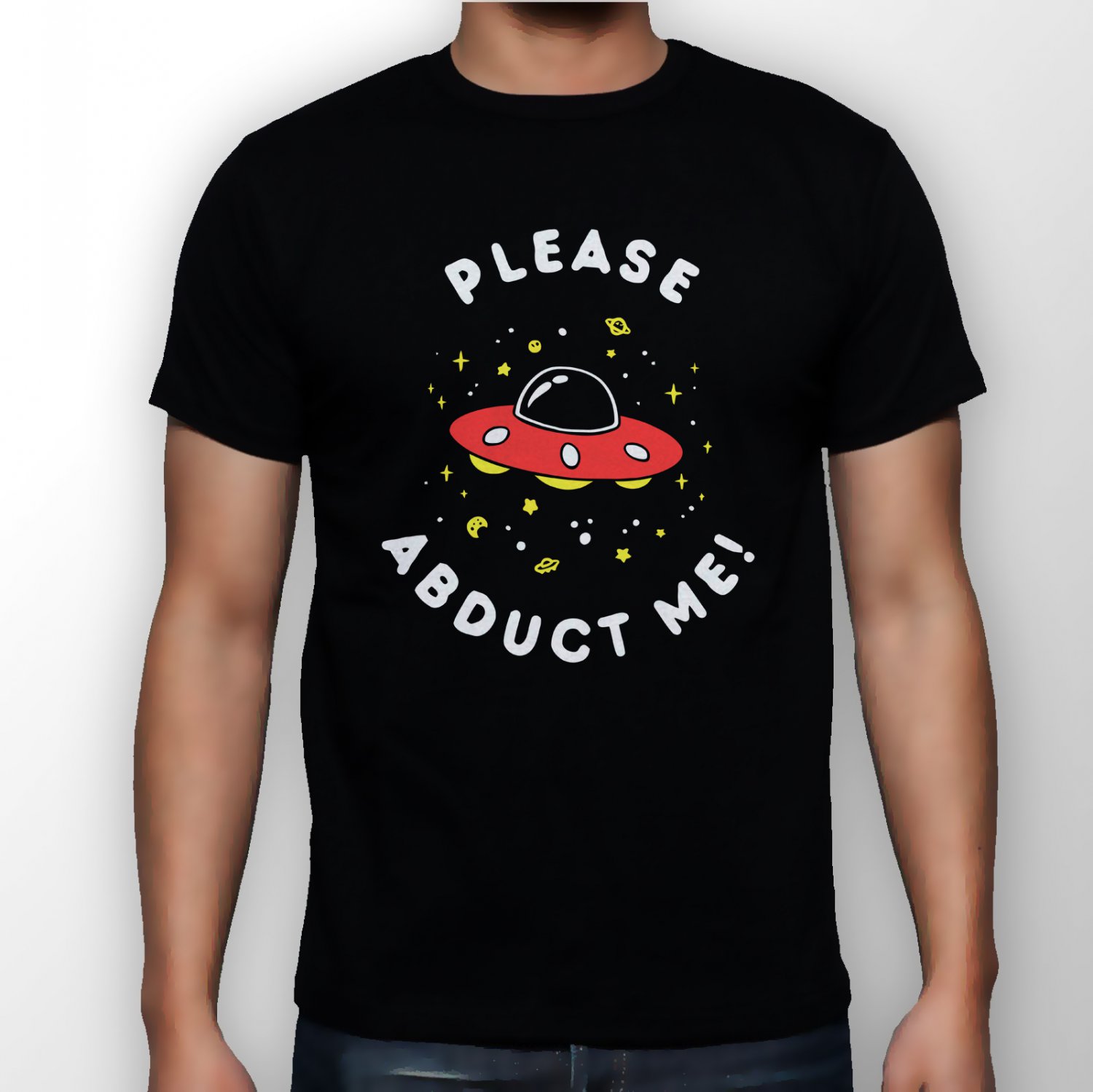 Best New Aliens Please Abduct Me Man Black T Shirt S to 5XL
