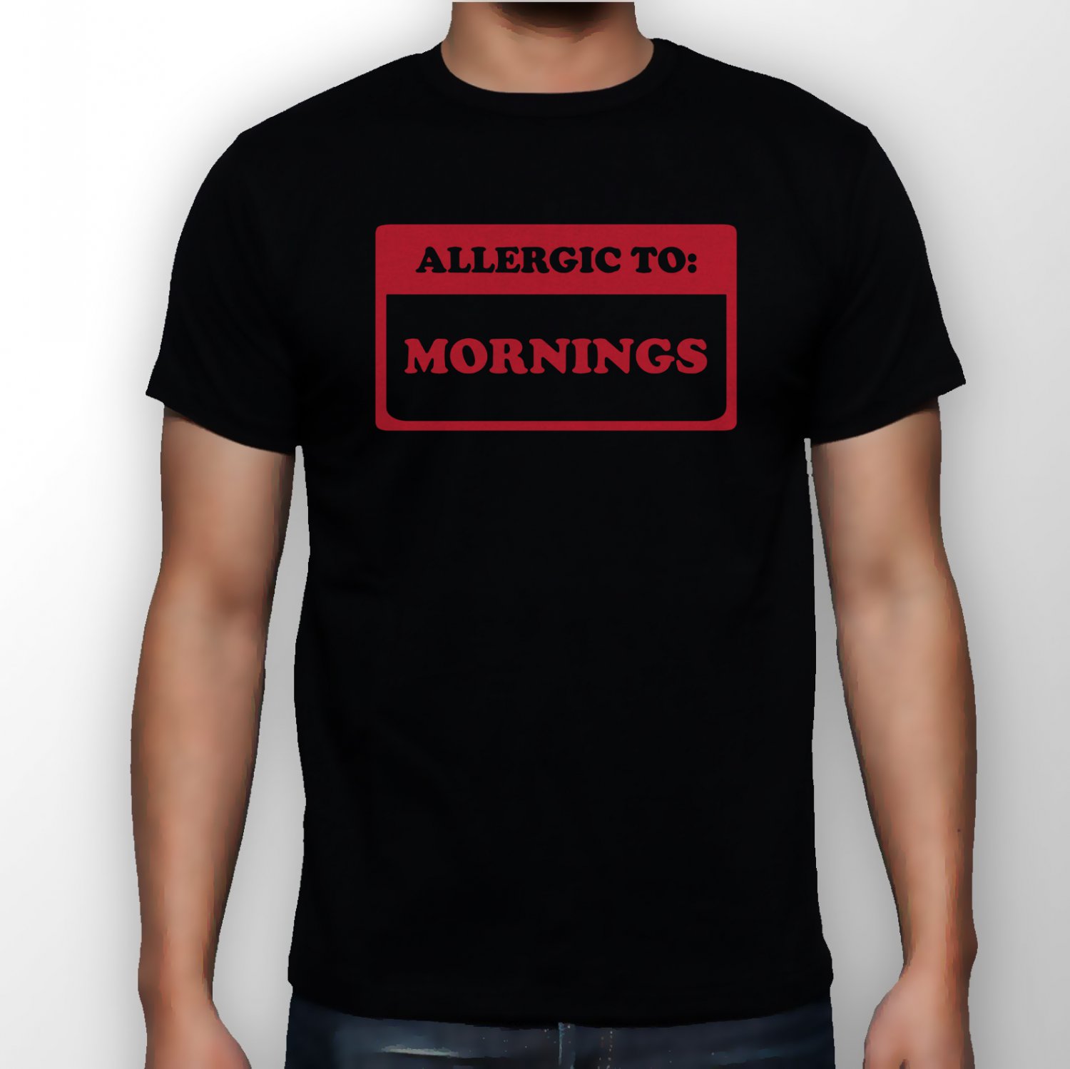 Best New Allergic To Mornings Man Black T Shirt S to 5XL