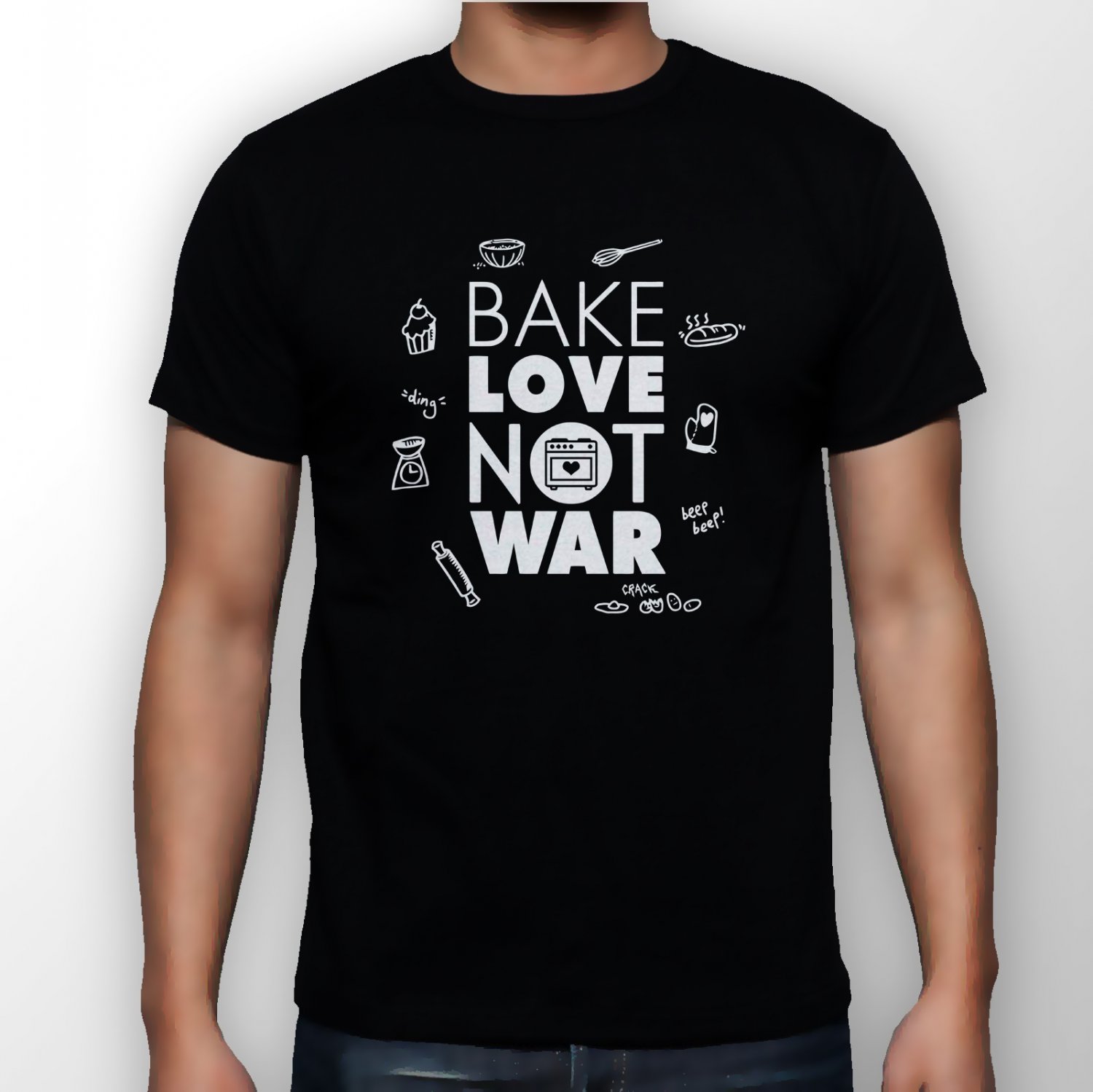 Best New Bake Love Not War Man Black T Shirt S to 5XL