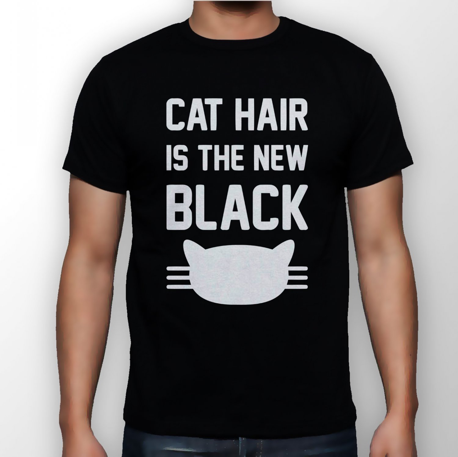 Best New Cat Hair Is The New Black Man Black T Shirt S to 5XL