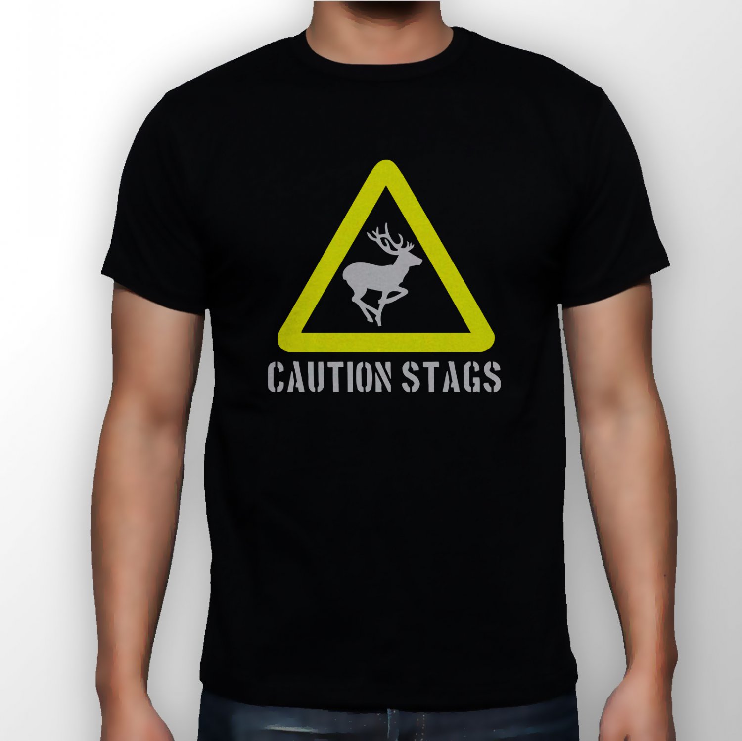 Best New Caution Stags Man Black T Shirt S to 5XL