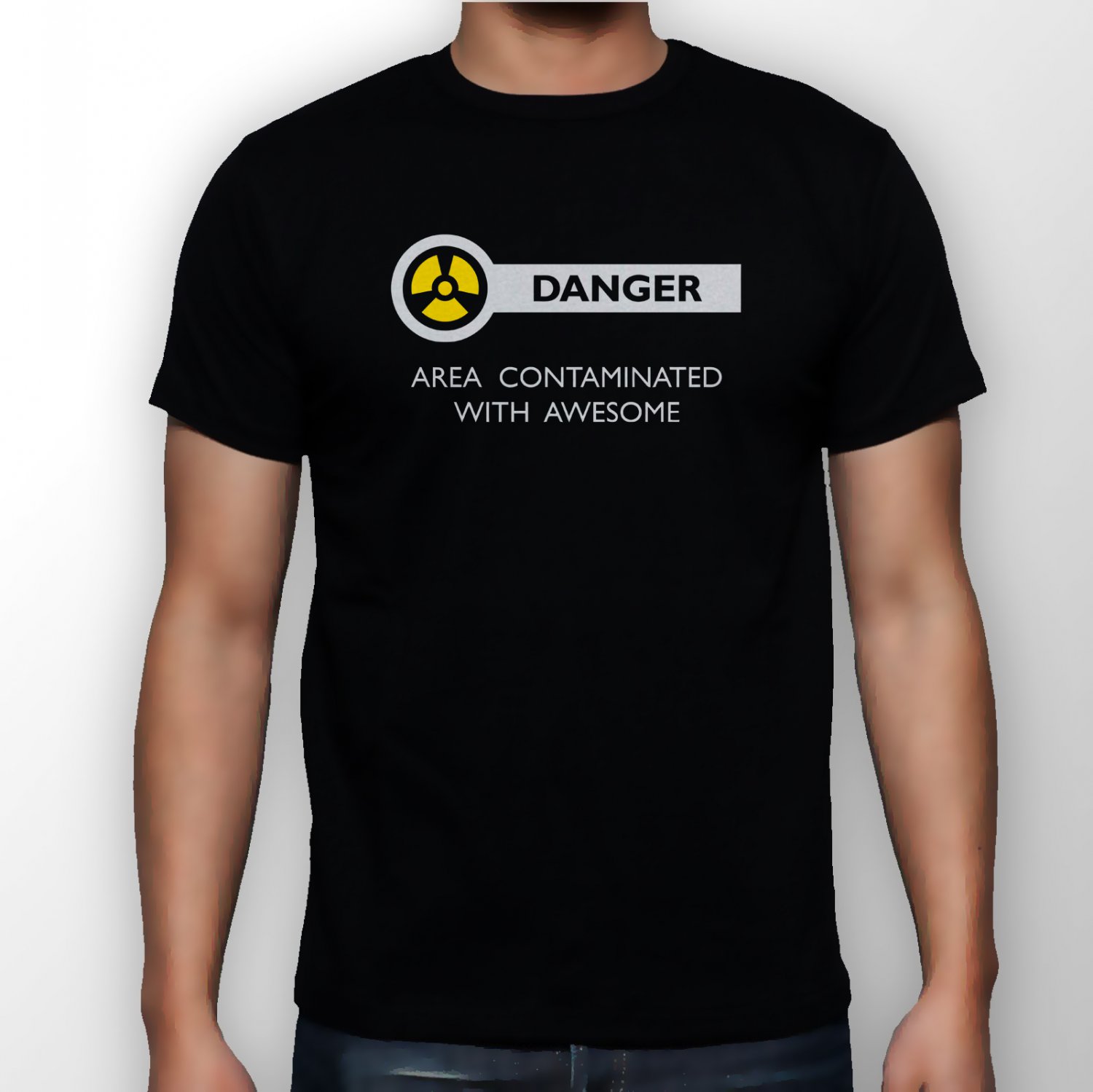 Best New Danger Area Contaminated With Awesome Man Black T Shirt S to 5XL