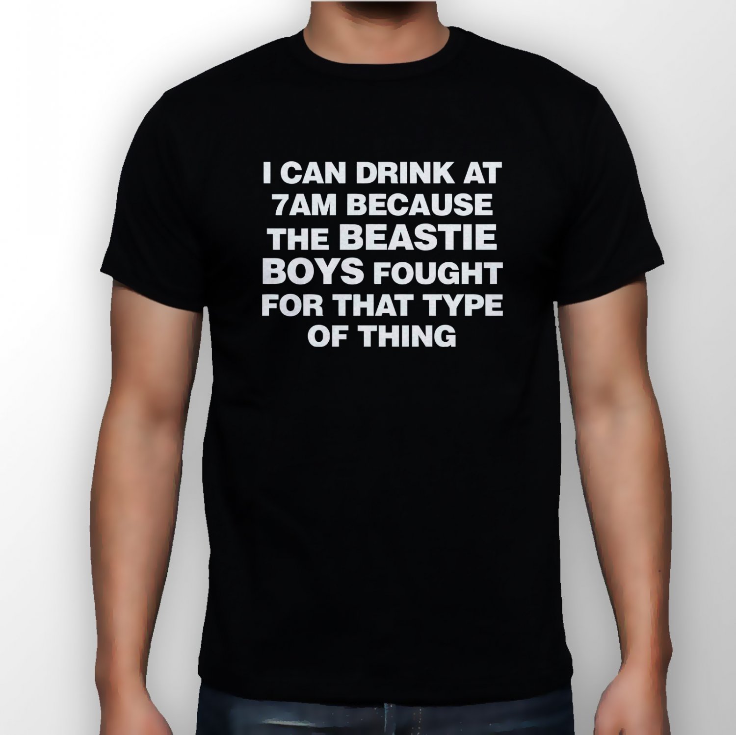 Best New I Can Drink At 7am Because The Beastie Boys Fought Man Black T Shirt S to 5XL