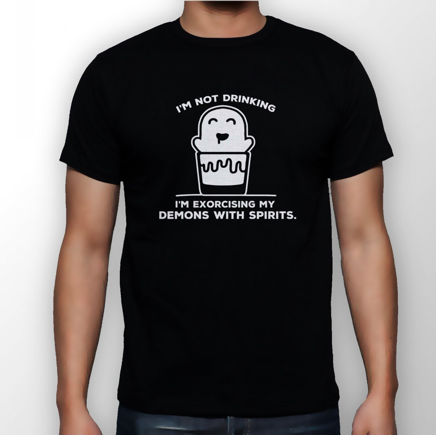 Best New I'm Not Drinking, I'm Exorcising My Demons With Spirits Man Black T Shirt S to 5XL