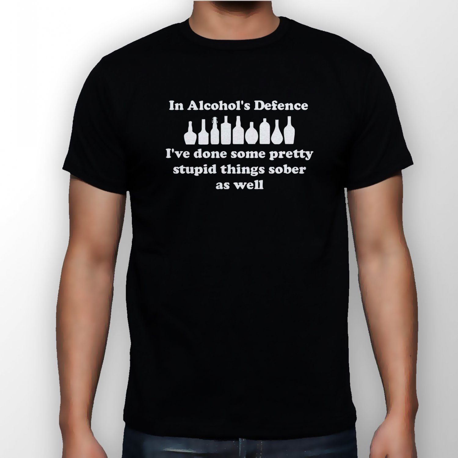 Best New In Alcohol's Defence, Ive Done Some Pretty Stupid Man Black T Shirt S to 5XL