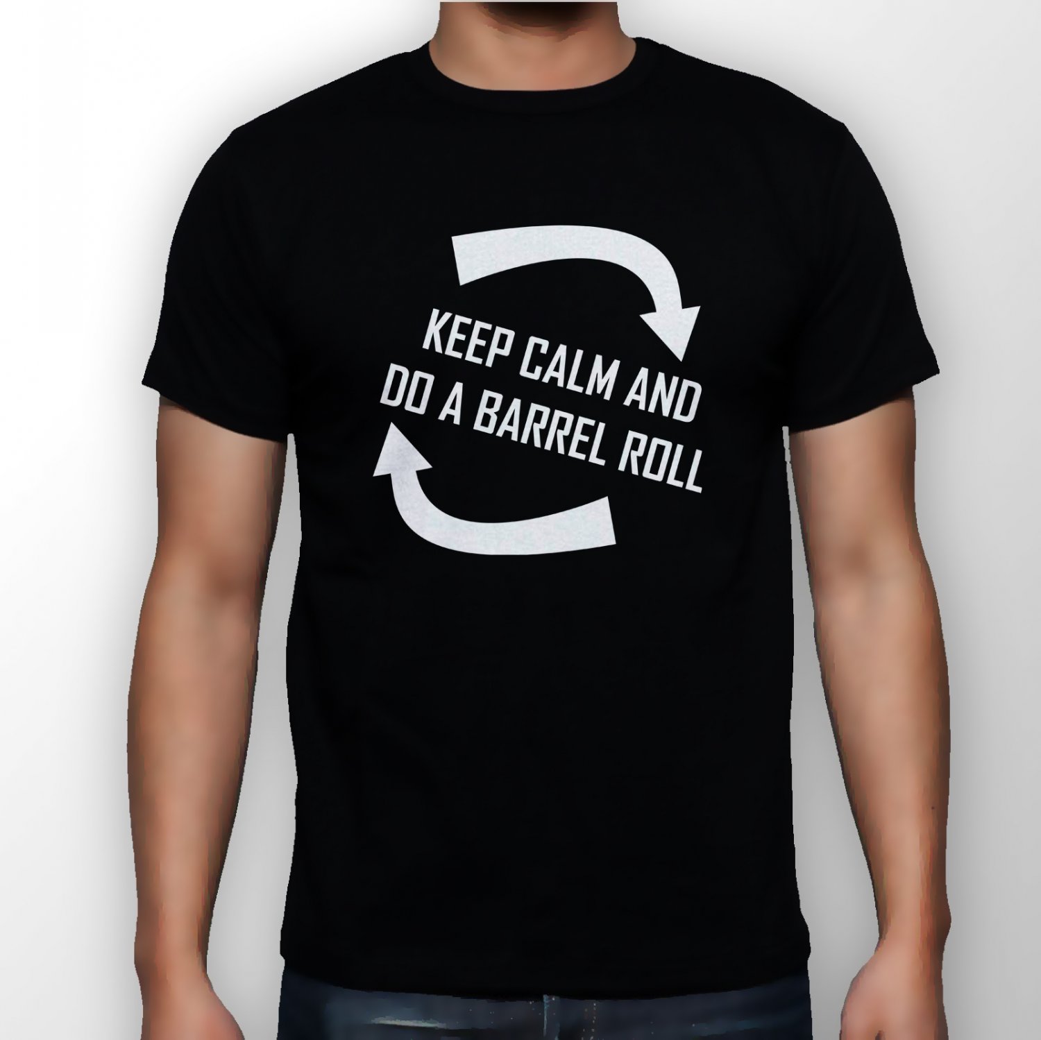 Best New Keep Calm And Do A Barrel Roll Man Black T Shirt S to 5XL