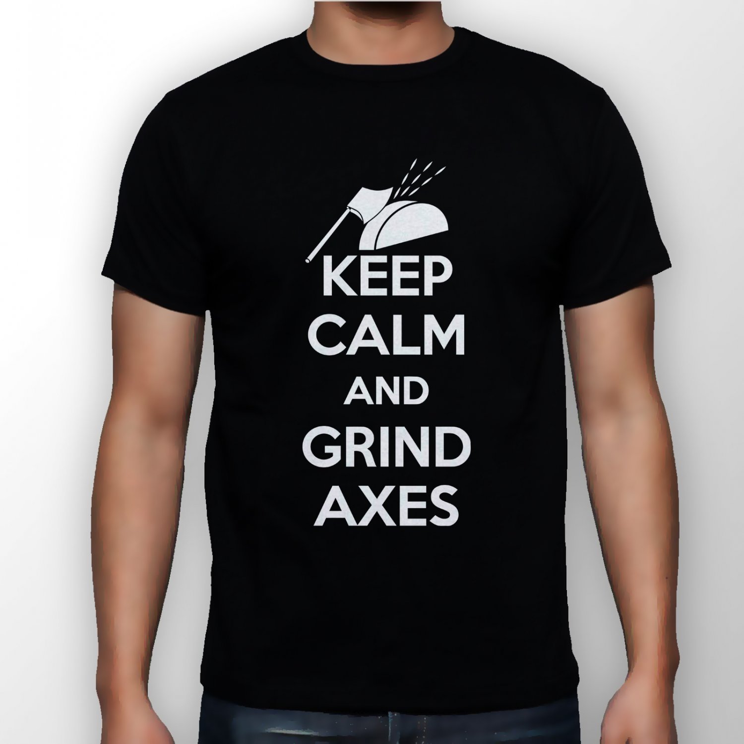 Best New Keep Calm And Grind Axes Man Black T Shirt S to 5XL