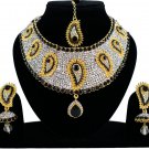 Choker Indian Jewelry Set, Traditional Jewelry, Wedding Bridal Kundan Jewelry CZ Gold Plated Black