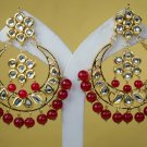 Chandelier Bridal Earrings Goldplated Meena Kundan, Indian Traditional Statement Earrings Maroon 304