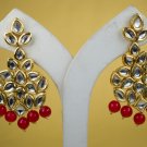 Indian Traditional Chandelier Bridal Earrings Goldplated Meena Kundan Maroon 308