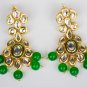 Indian Bridal Traditional Stone Chandelier Earrings Goldplated Emerald Green Meena Kundan 309