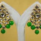 Indian Bridal Traditional Chandelier Earrings Stone Engagement Emerald Green Meena Kundan 310