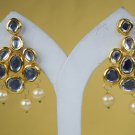 Chandelier Earrings Indian Bridal Traditional Crystal Engagement Goldplated Pearl Meena Kundan 311