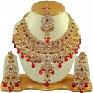 Indian Bridal Wedding Statement Maroon Zircon Necklaces Earrings Jewelry Set 309