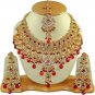 Indian Bridal Wedding Statement Maroon Zircon Necklaces Earrings Jewelry Set 309