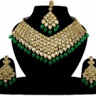 Eye Catching Wedding Party Indian Green Traditional Kundan Jewelry Set MK776