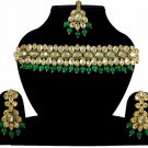 Indian Jewelry Pearl Choker Meena Kundan Jewelry Set Earrings, Tikka MK599