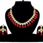 Indian Engagement Jewelry Set Meena Kundan Necklace Set Maroon MK783