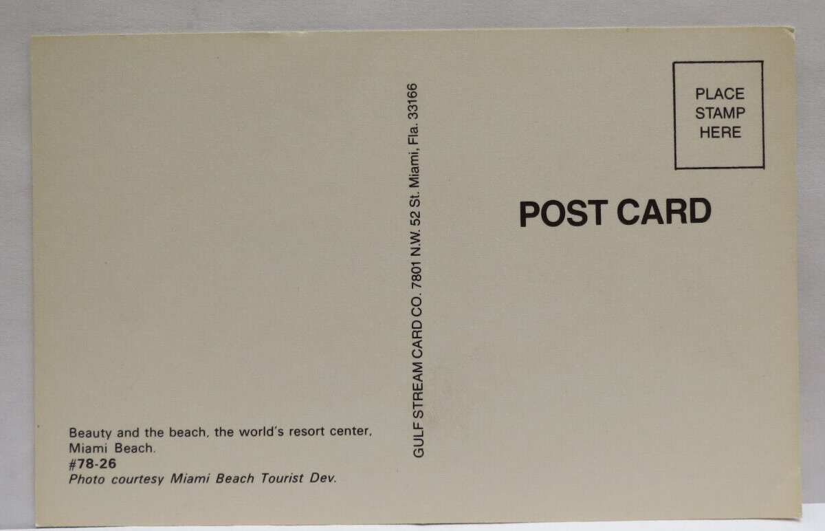 3 Girls in Bikinis Miami Beach Post Card 7826 3.5"x5.5" Unposted