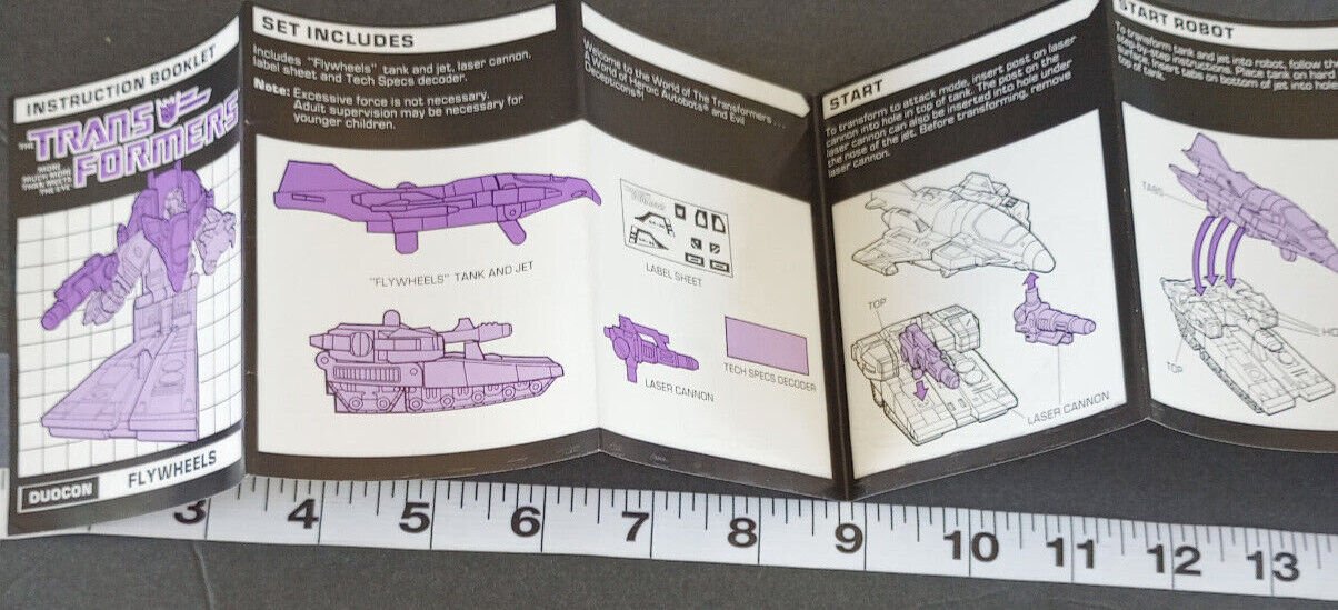 Transformers 1986 Ducon Flywheels Instructions Manual Book & Inserts No Toy