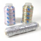 YLI Embroidery & Metallic Ribbon 2 Variegated Threads plus Silver Ribbon