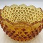 Fenton Art Glass Hobnail Amber Fruit & Nut Bowl Pre-Logo Scalloped Edge