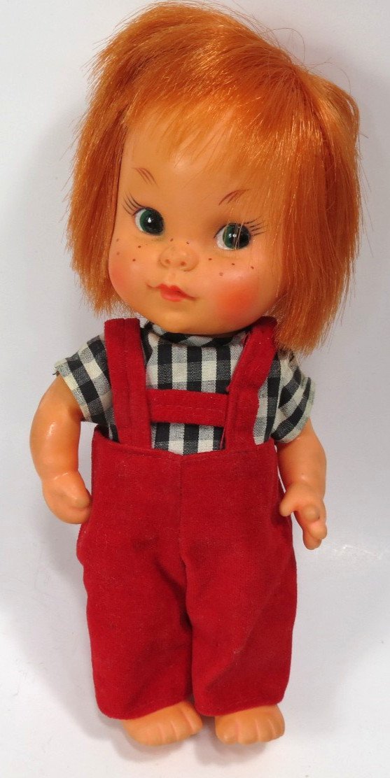 Herman Pecker Carrot Top Doll Red Hair & Red Overalls 8"