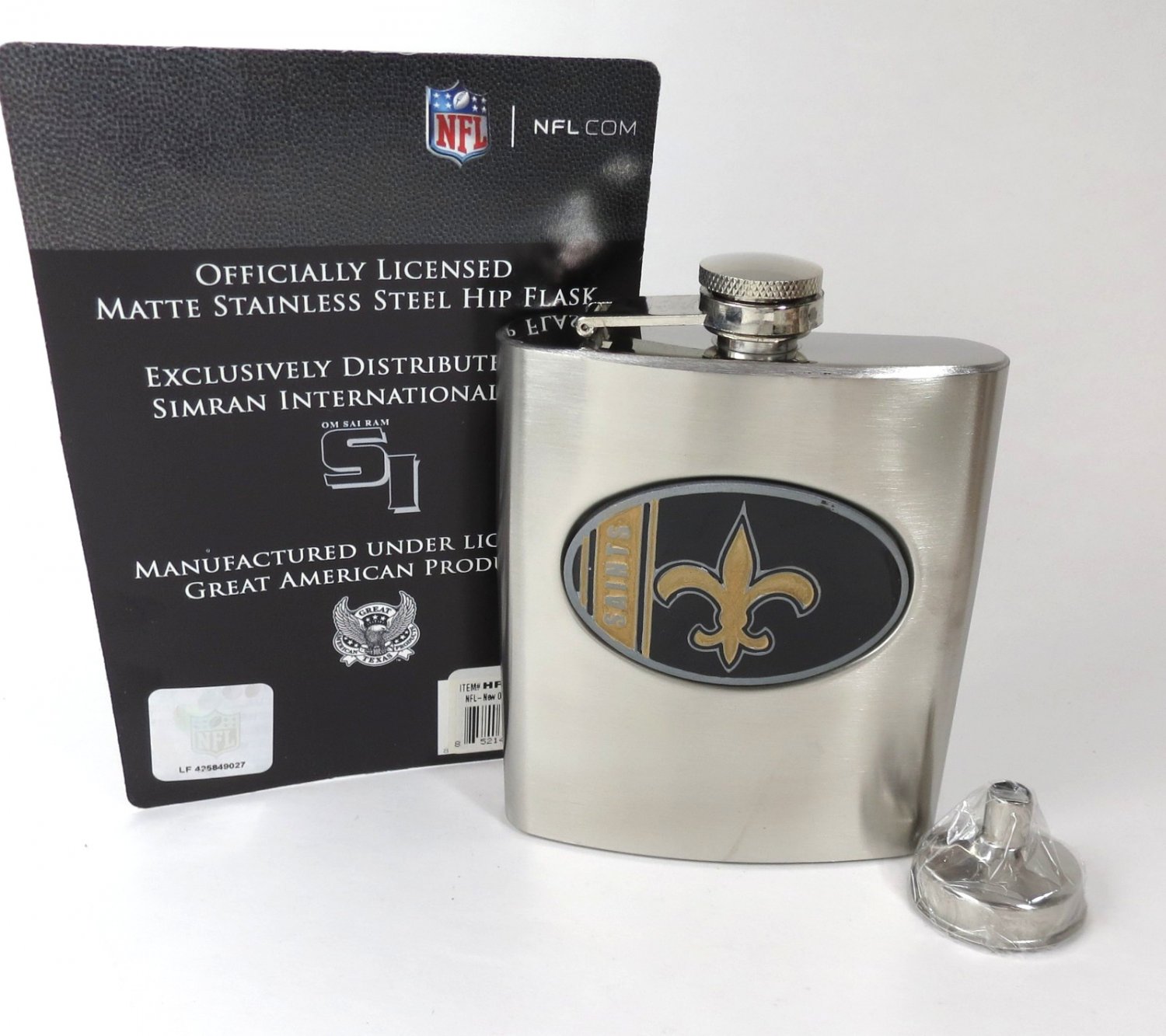 Simran International New Orleans Saints Flask NFL Licensed Gear New Open Package