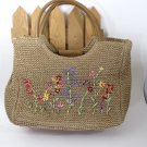 Unbranded Straw Handbag with Embroidered Flowers