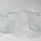 Unbranded 2 Clear Glass Votive Holders Tulip Design Ribbed