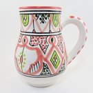 Unbranded Ceramic Mug LG Potbellied Cup Handpainted Pink & Green Spring Colors