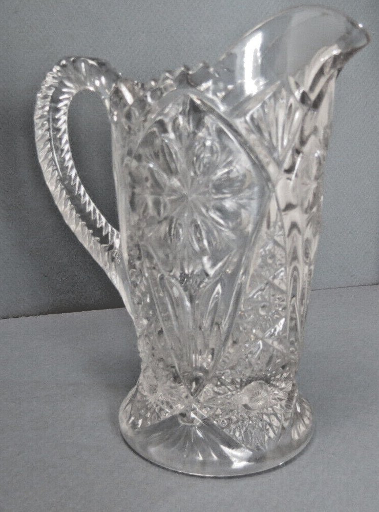 Vintage Glass Pint Pitcher, Cosmos Clear Pattern Glass, Imperial 474 Nice Size