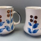 COTC Coffee Mugs Set of 2 Stoneware Earthy Accent Floral Patterns