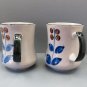 COTC Coffee Mugs Set of 2 Stoneware Earthy Accent Floral Patterns